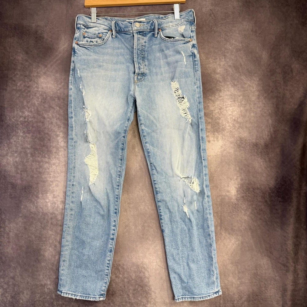 Mother Superior Trickster Ankle Jeans Women Size 30 Blue High Rise Distressed